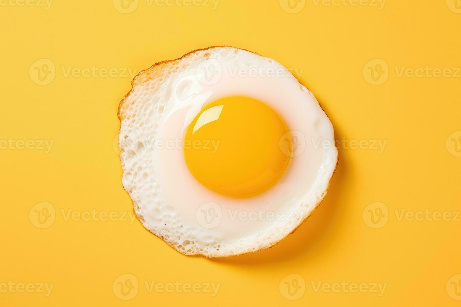 Fried egg on yellow background AI Generative photo