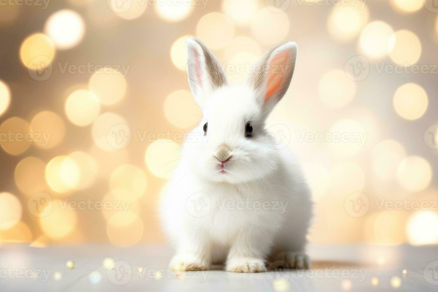 Close-up of cute rabbit with beautiful bokeh background, Generative AI photo
