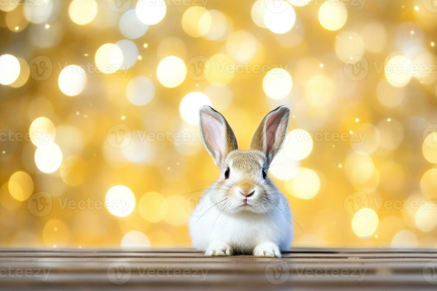 Close-up of cute rabbit with beautiful bokeh background, Generative AI photo