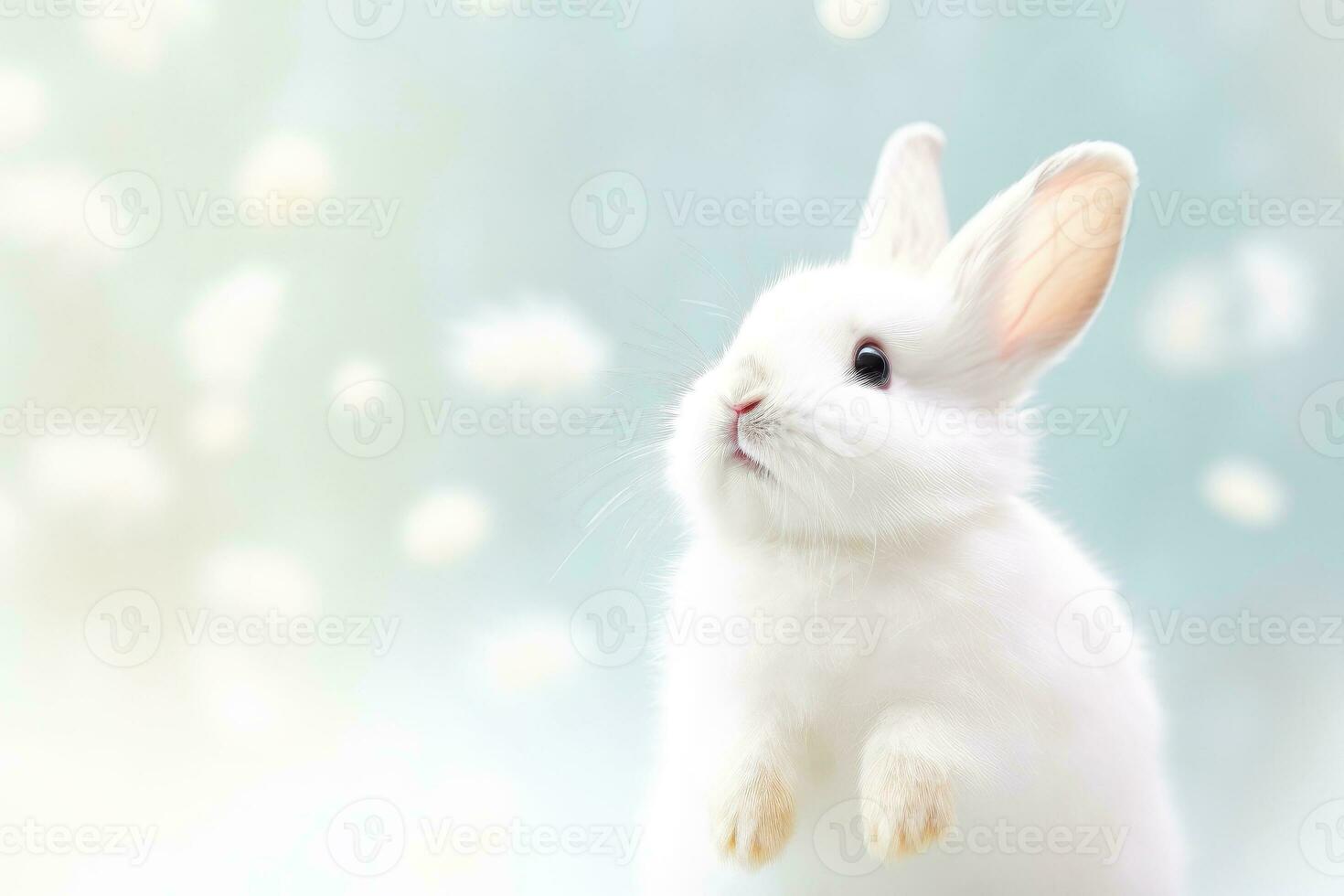 Close-up of cute rabbit with beautiful bokeh background, Generative AI photo