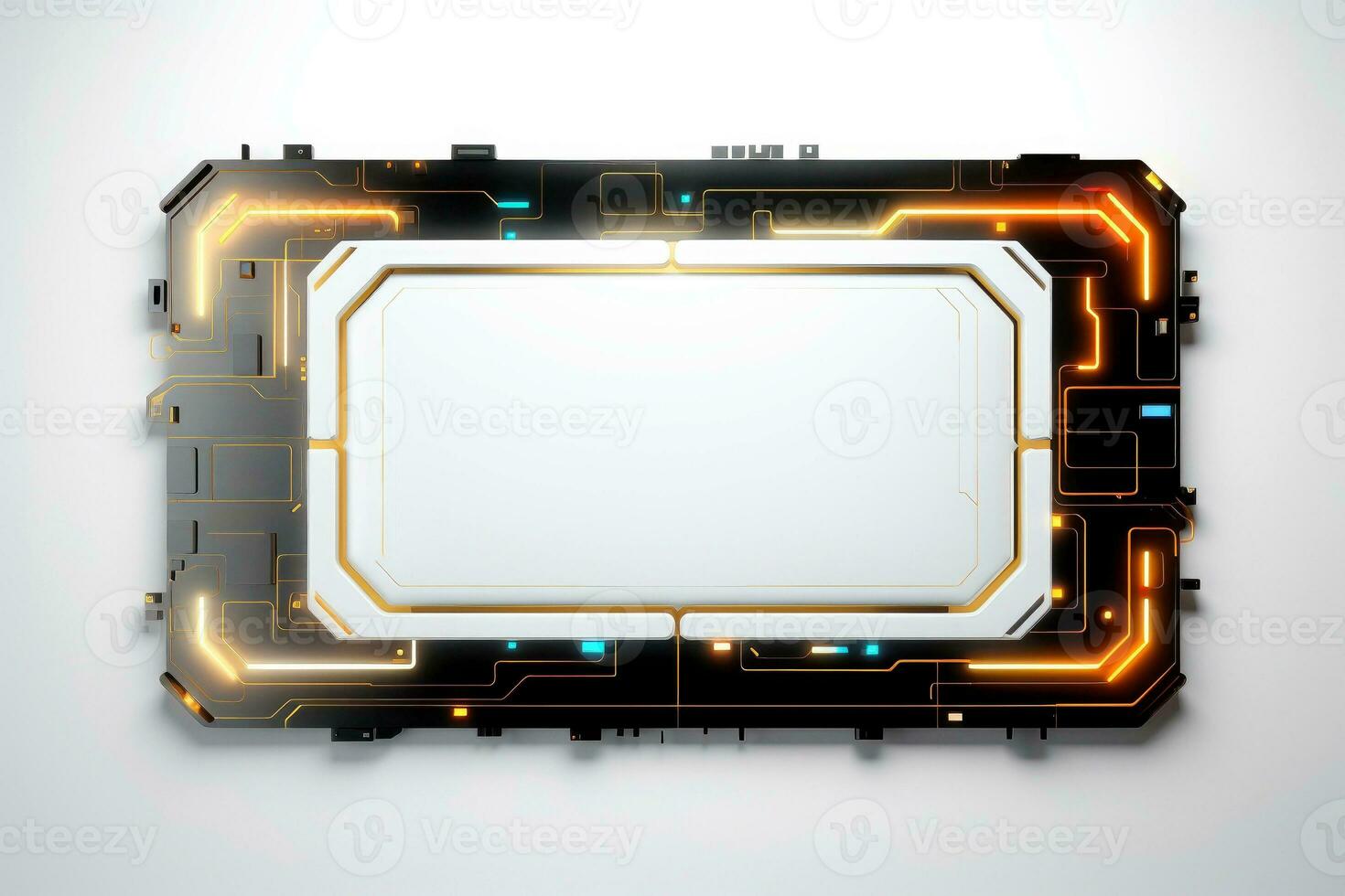 Abstract high tech white border, futuristic technology background, Generative AI photo