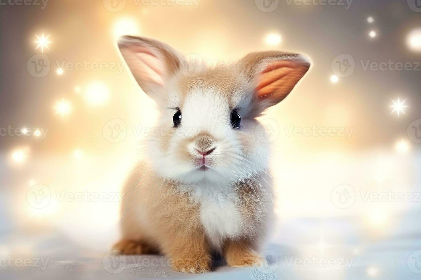 Close-up of cute rabbit with beautiful bokeh background, Generative AI photo