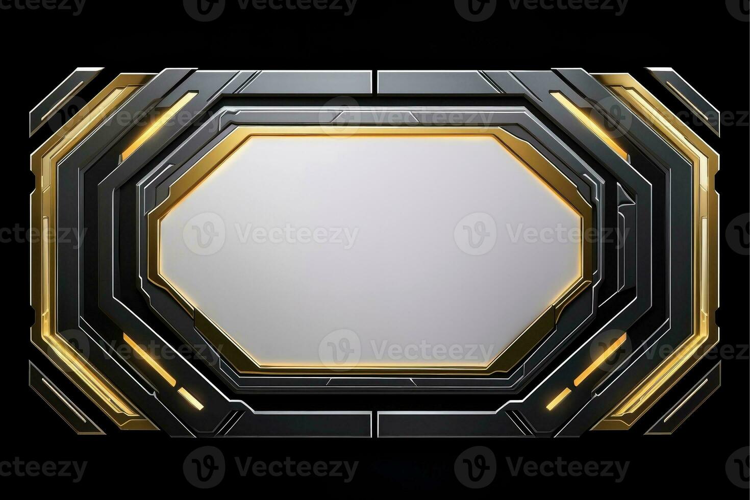 Abstract high tech black border, futuristic technology background, Generative AI photo