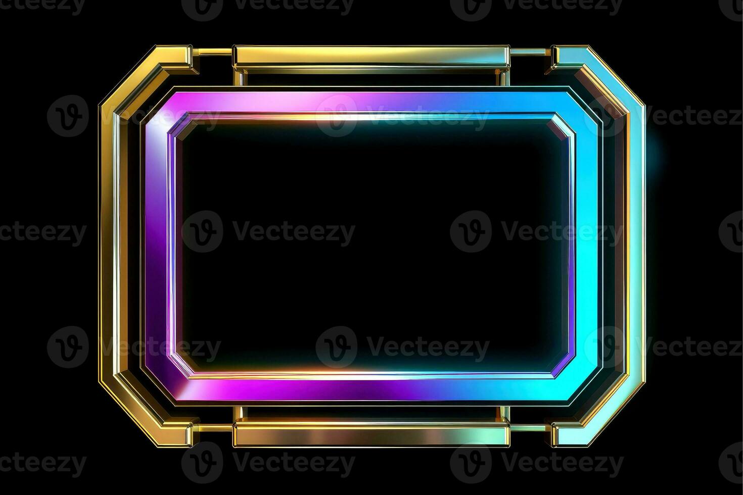 Abstract high tech black border, futuristic technology background, Generative AI photo