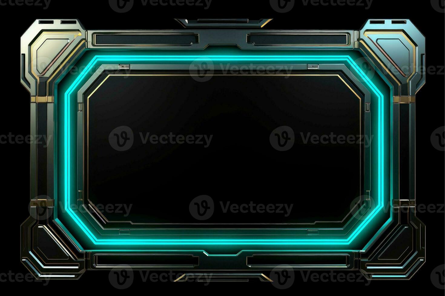 Abstract high tech black border, futuristic technology background, Generative AI photo