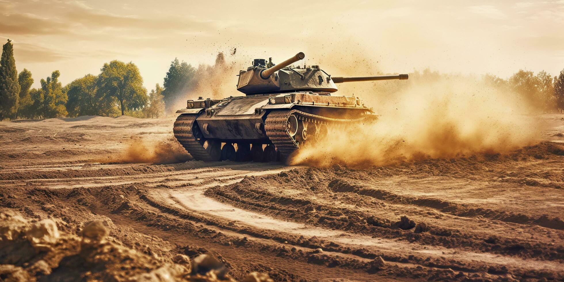 un cerca arriba Mira a el poder y destrucción de un mundo guerra ii tanque disparo caparazón. ai generativo foto