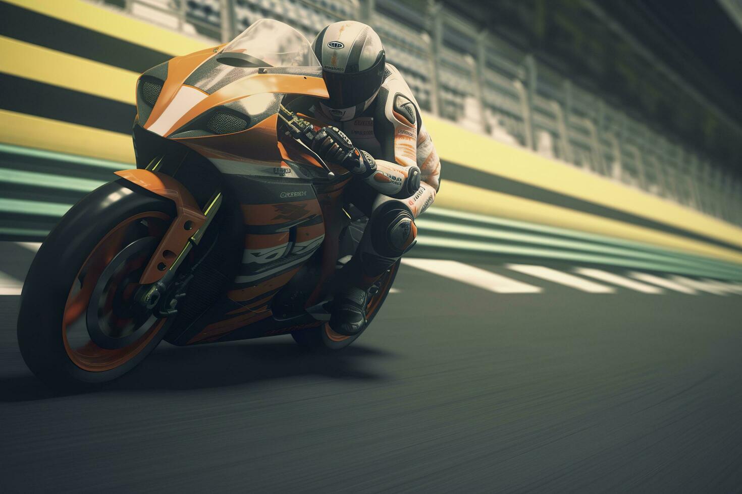 bike on racing track. Generative AI photo