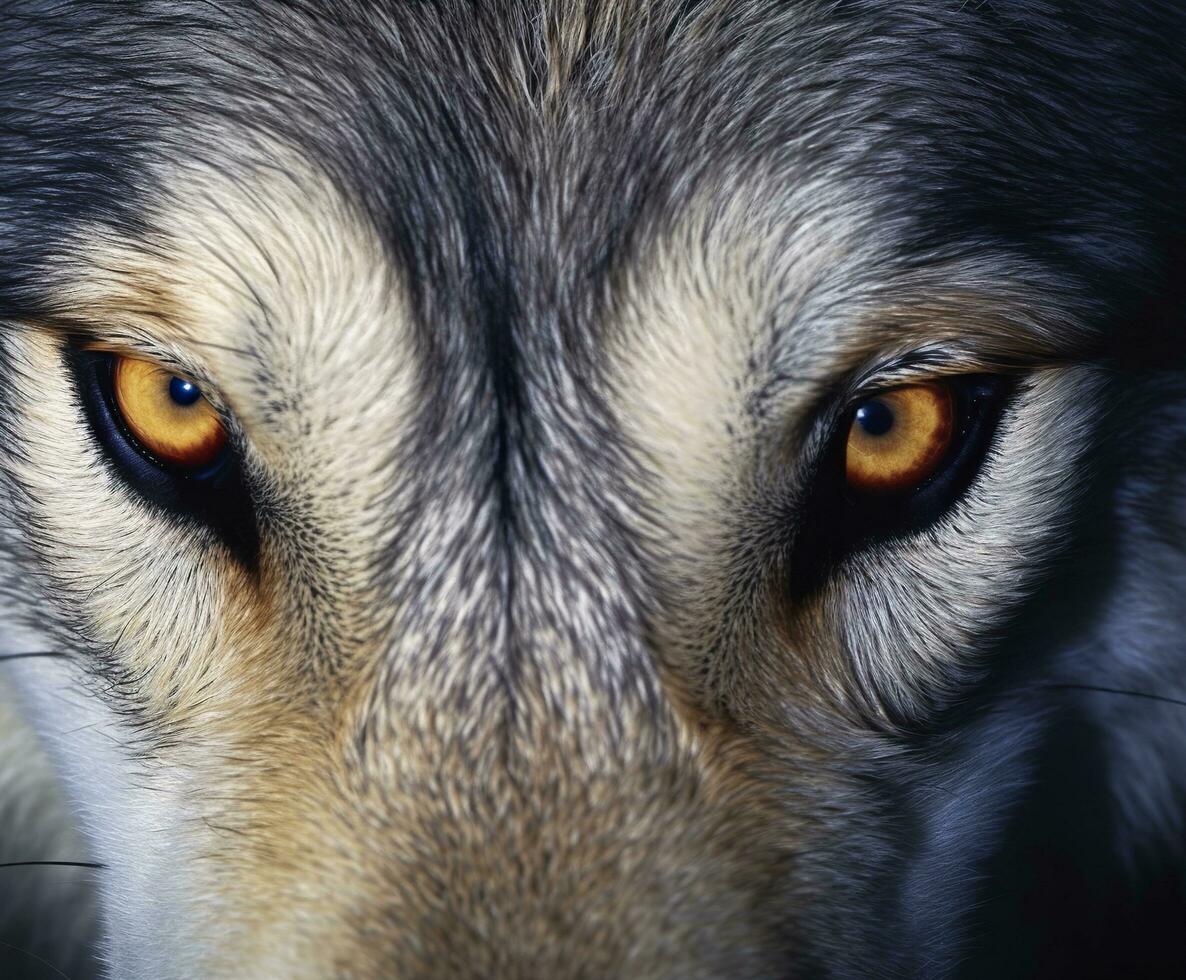 hermosa ojos de un salvaje lobo. generativo ai foto