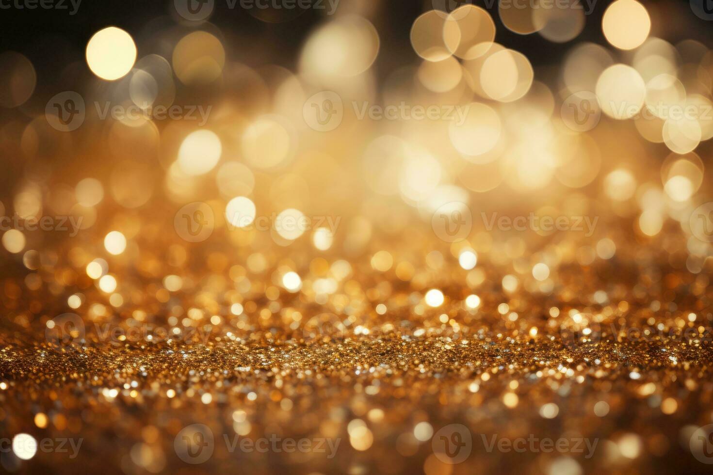 Gold Christmas glowing glitter design ideal for festive background. Text space or Product Showcase. Generative Ai photo