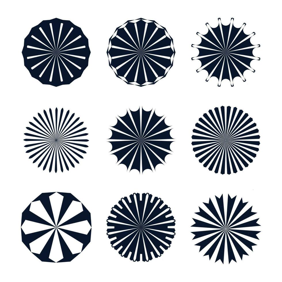 Free vector sun burst radial styles set of nine