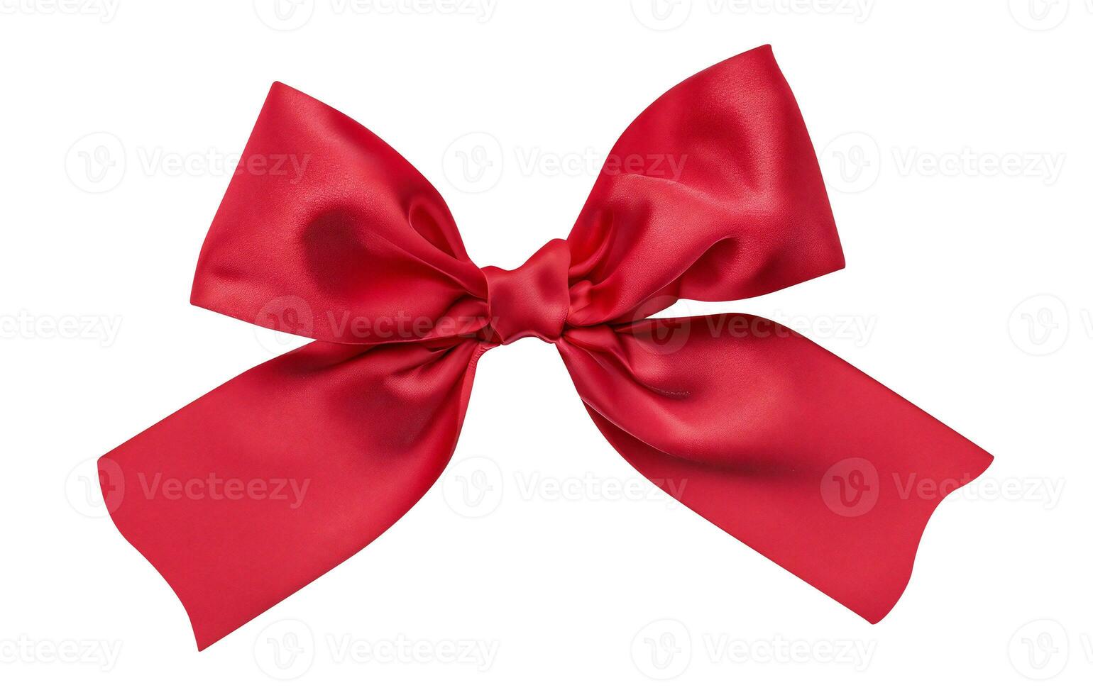 Decorative red bow isolated on background. Design element for gift Generative AI photo