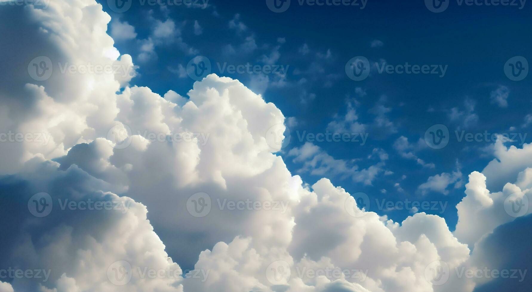 Fluffy soft clouds. Beautiful cloudy sky. Dream cloud of heaven. Nature background or backdrop. AI generative photo