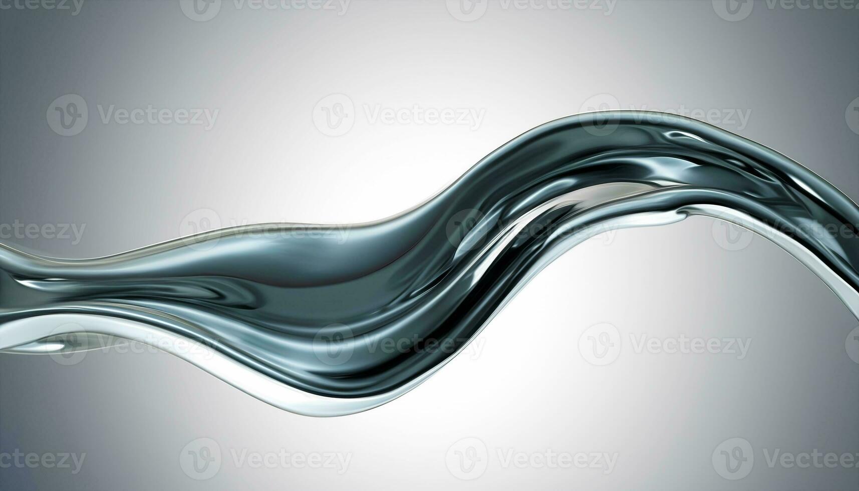 Abstract silver gradient background. Flow chrome liquid metal waves. AI generative photo