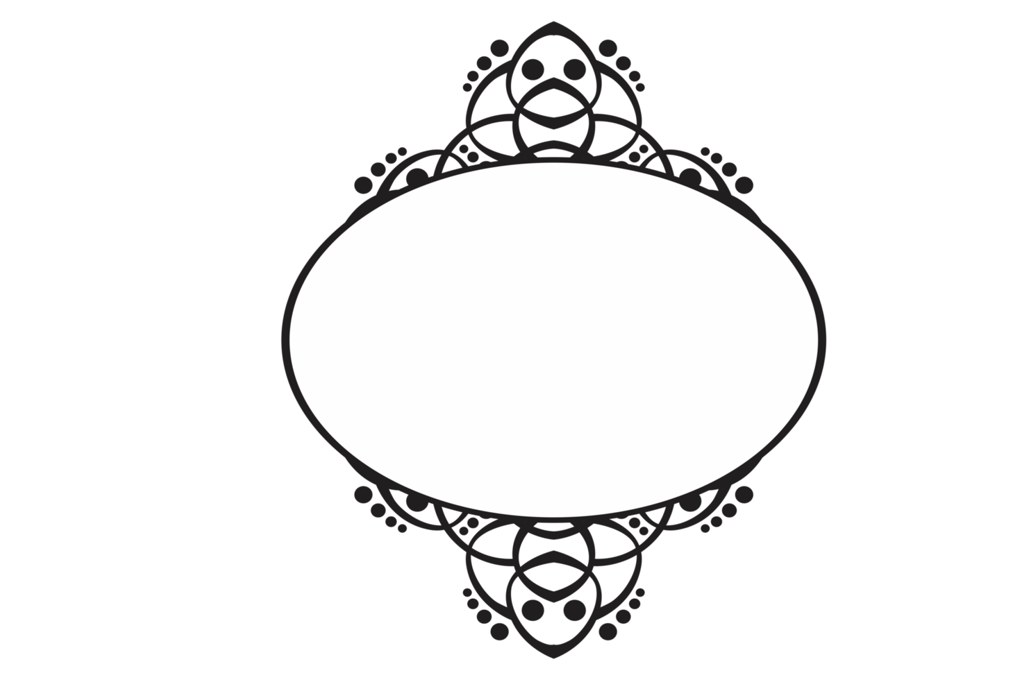Black Ornament Border With Dot Pattern Design With Transparent Background png