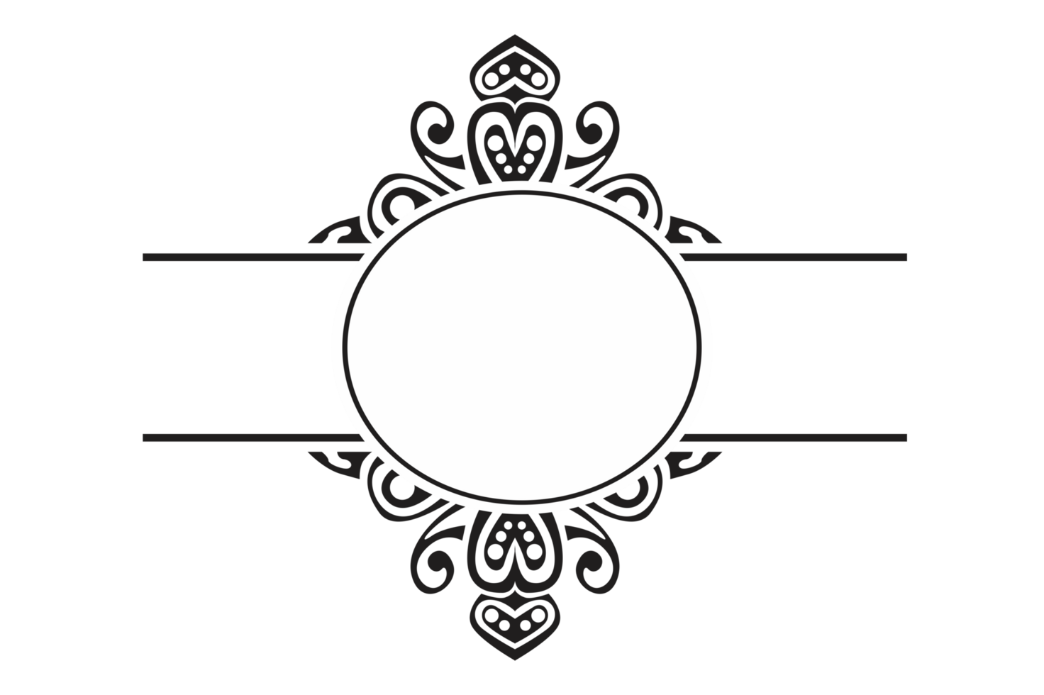 Black Ornament Border With Dot Pattern Design With Transparent Background png
