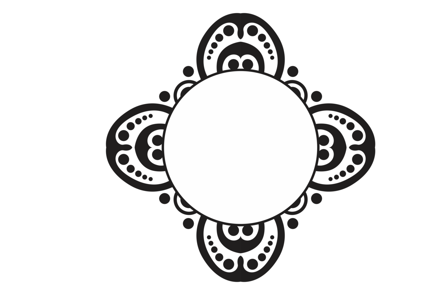 Black Ornament Border With Dot Pattern Design With Transparent Background png