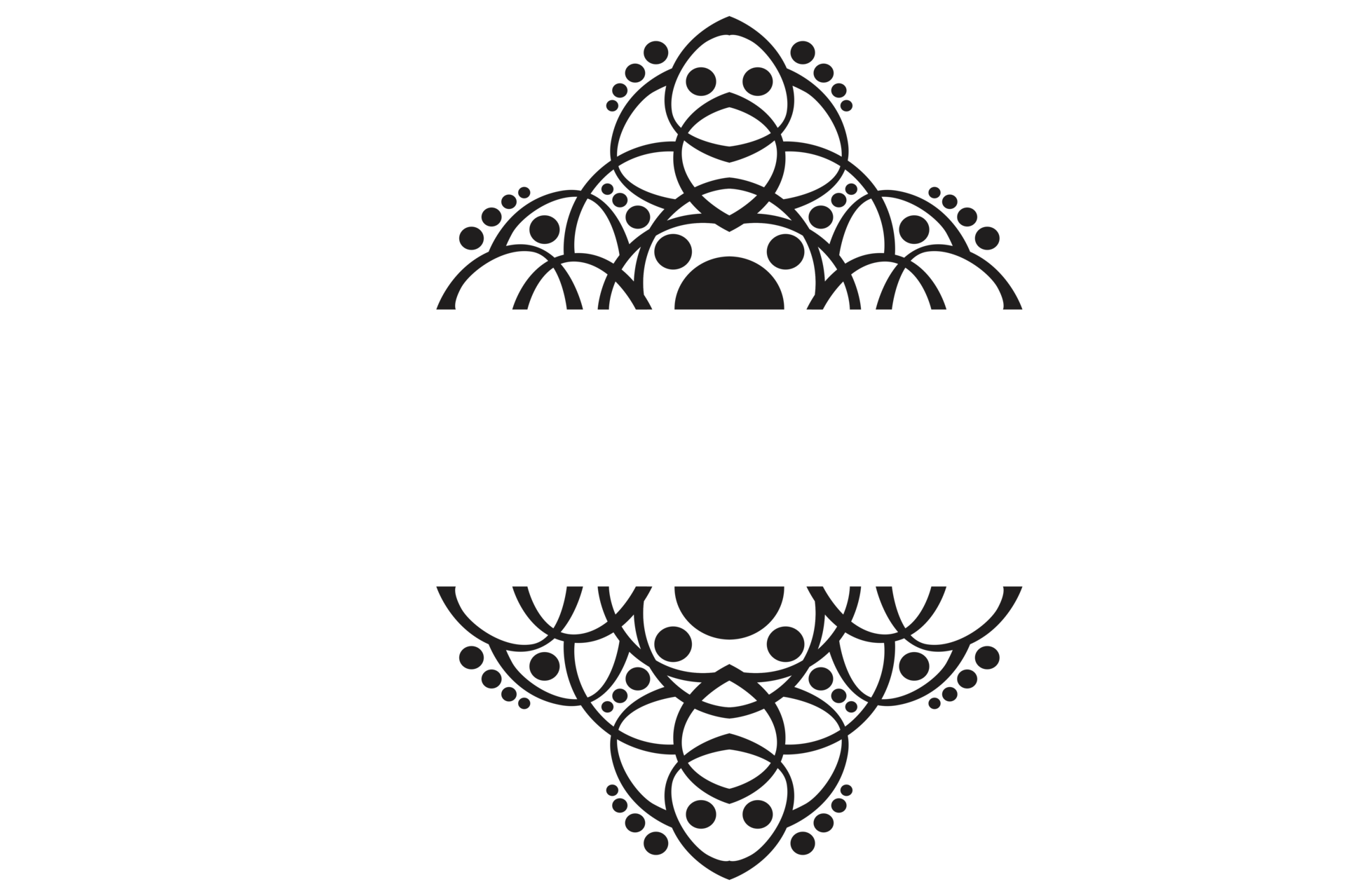 Black Ornament Border With Dot Pattern Design With Transparent