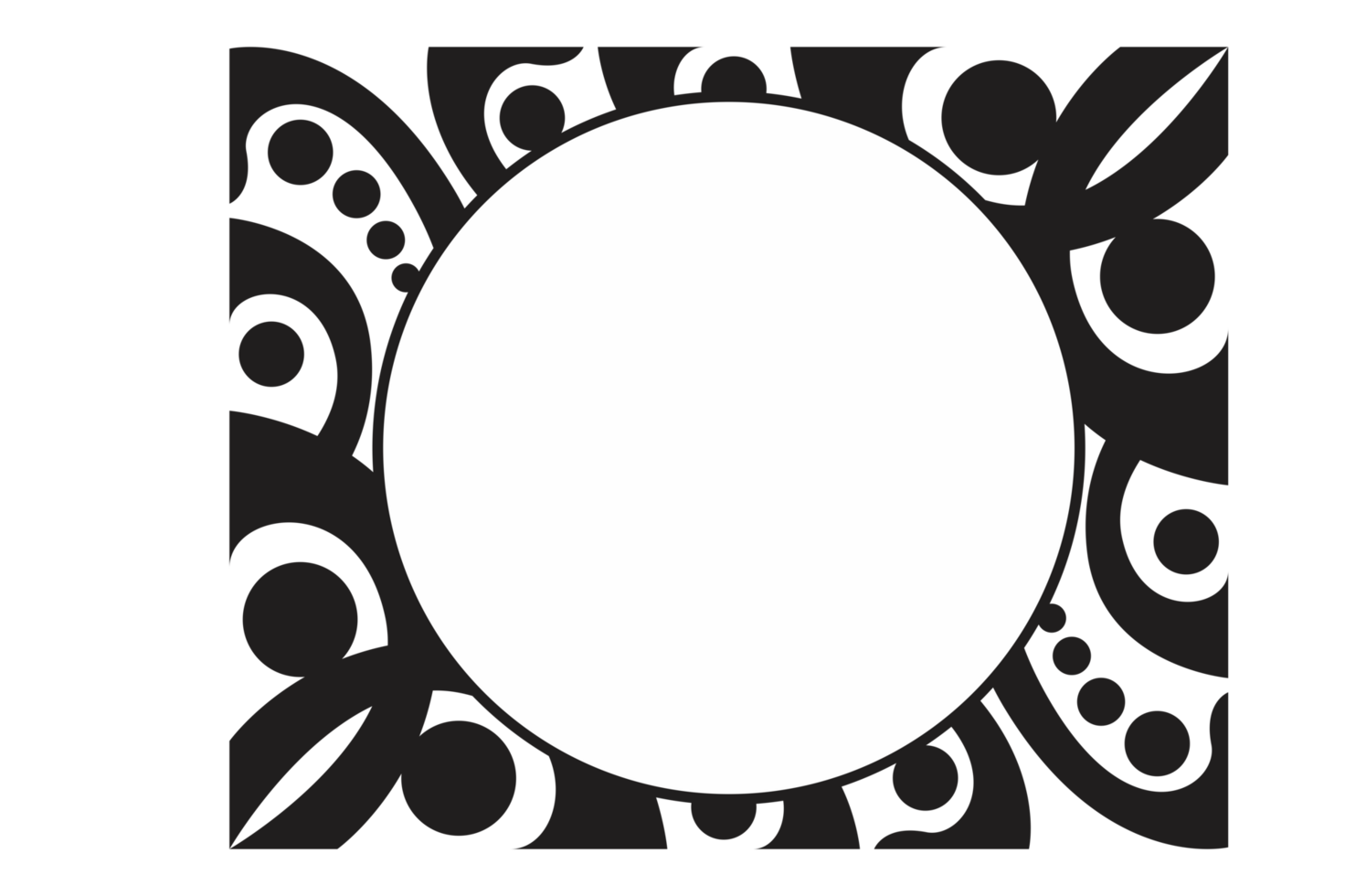 Black Ornament Border With Dot Pattern Design With Transparent Background png