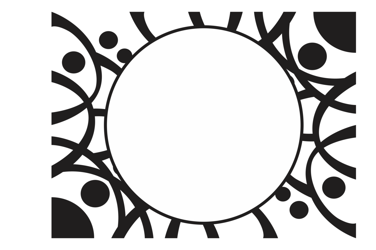 Black Ornament Border With Dot Pattern Design With Transparent Background png