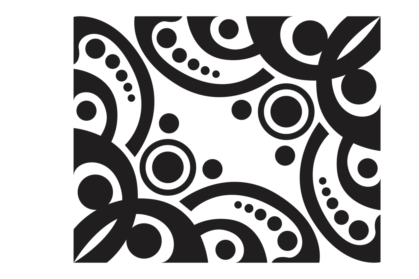 Black Ornament Border With Dot Pattern Design With Transparent Background png