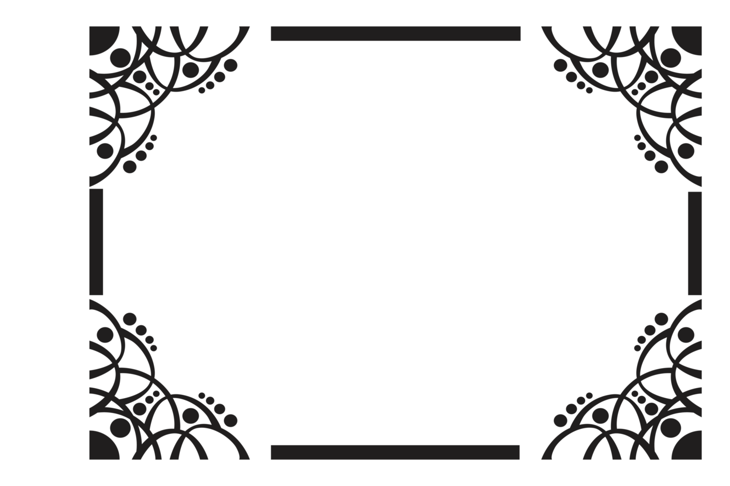 Black Ornament Border With Dot Pattern Design With Transparent Background png