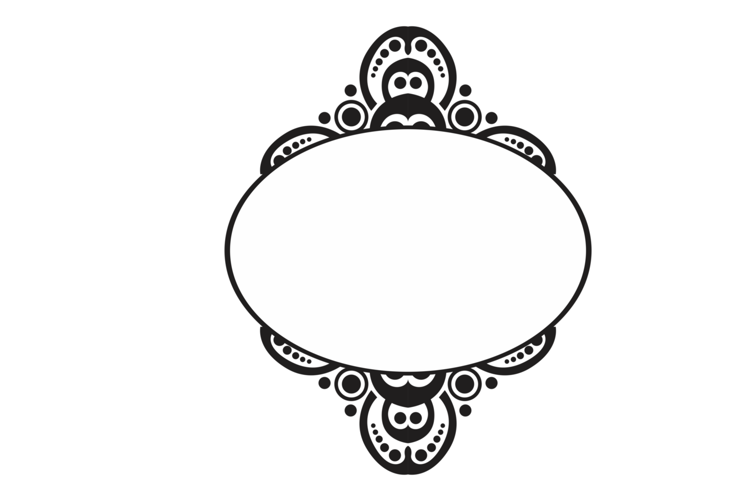 Black Ornament Border With Dot Pattern Design With Transparent Background png
