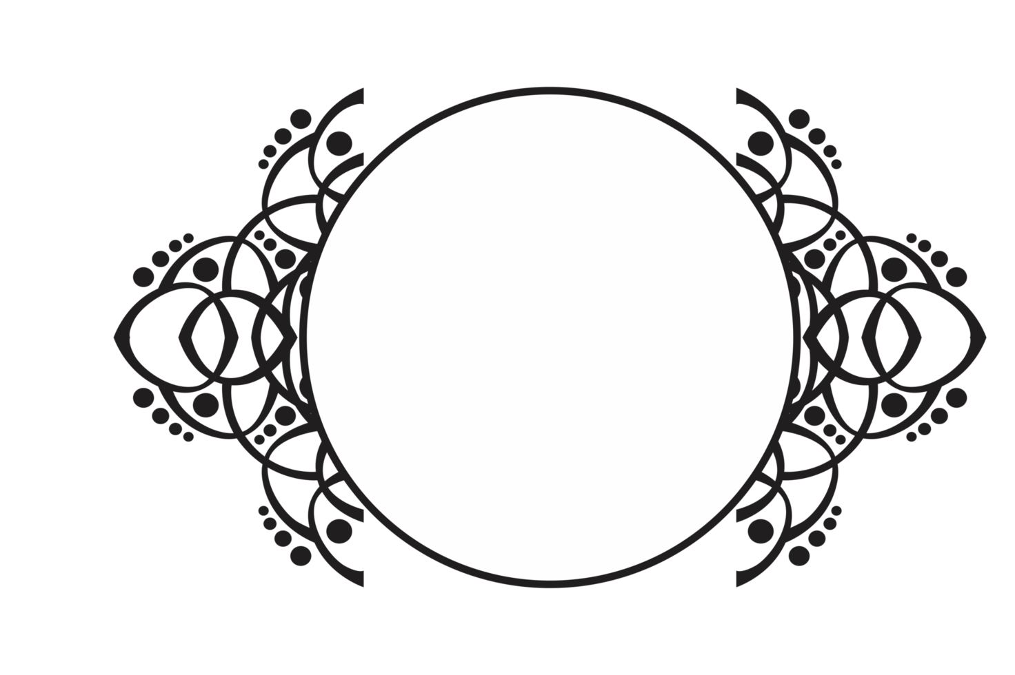 Black Ornament Border With Dot Pattern Design With Transparent Background png