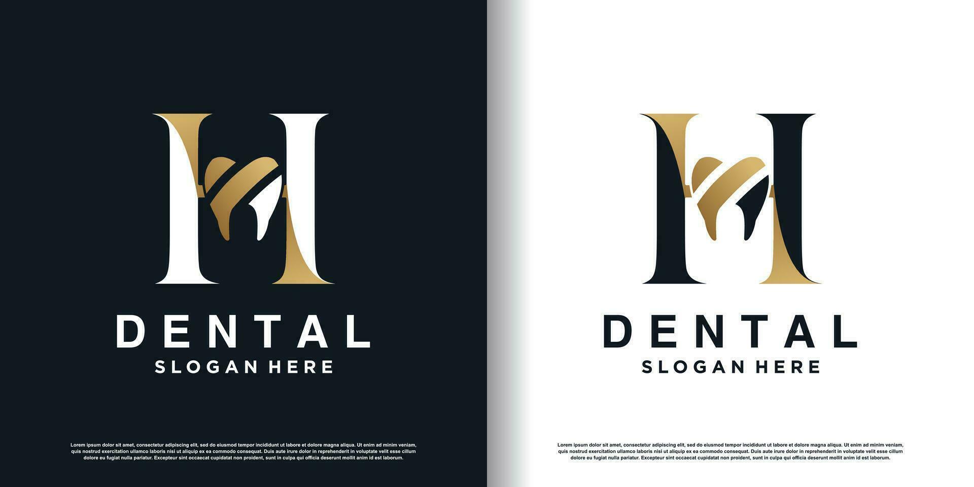 dental logo design vector with letter h concept premium vector