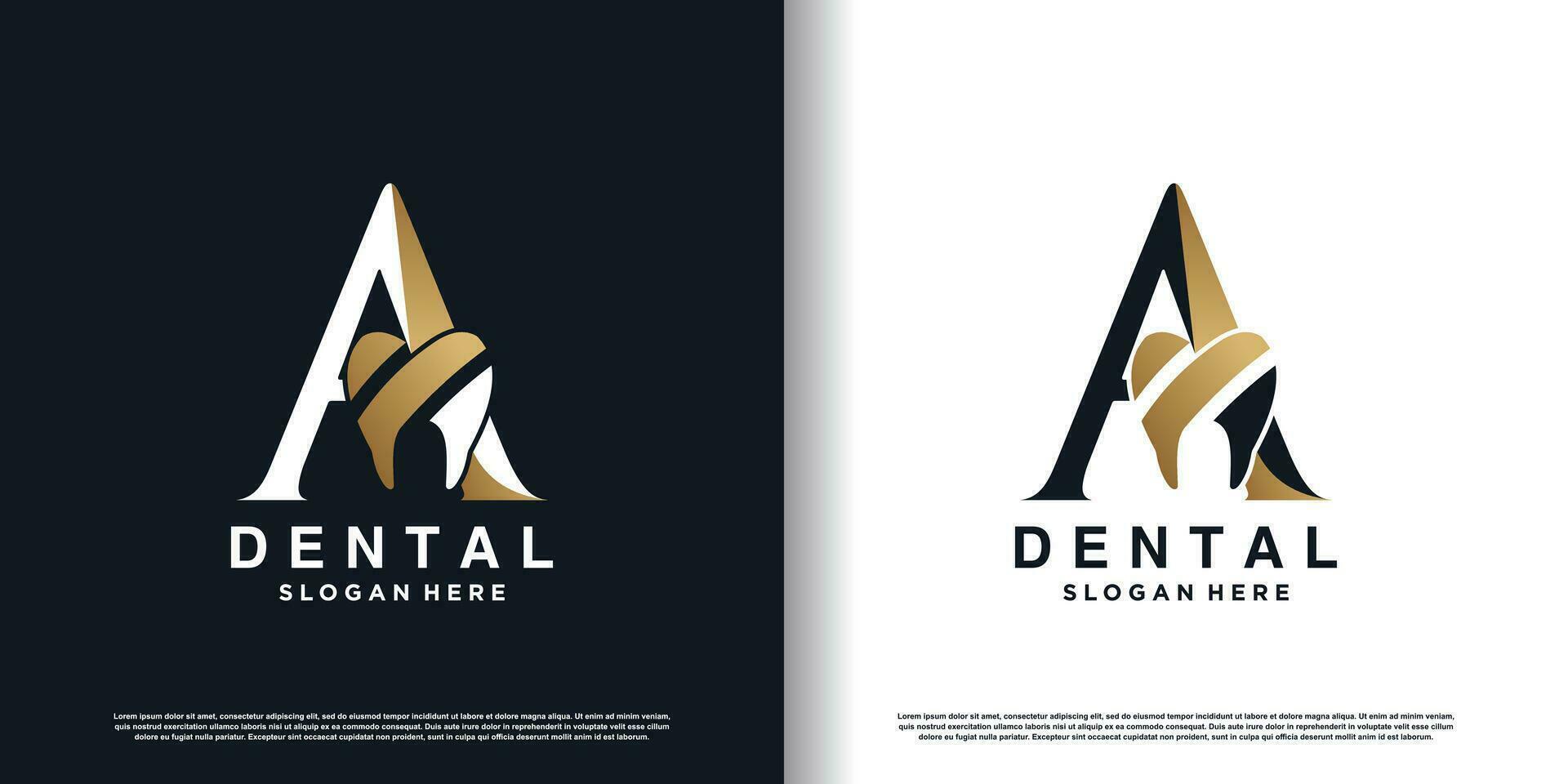 dental logo design vector with letter a concept premium vector