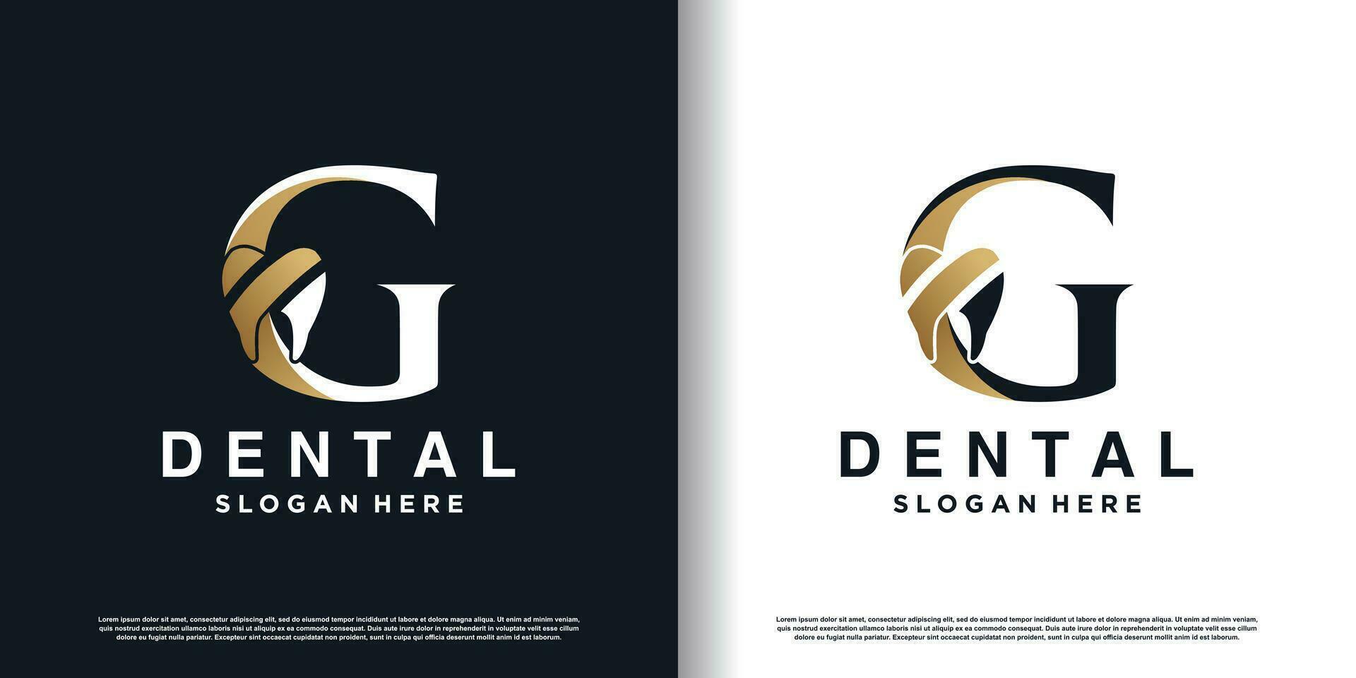 dental logo design vector with letter g concept premium vector