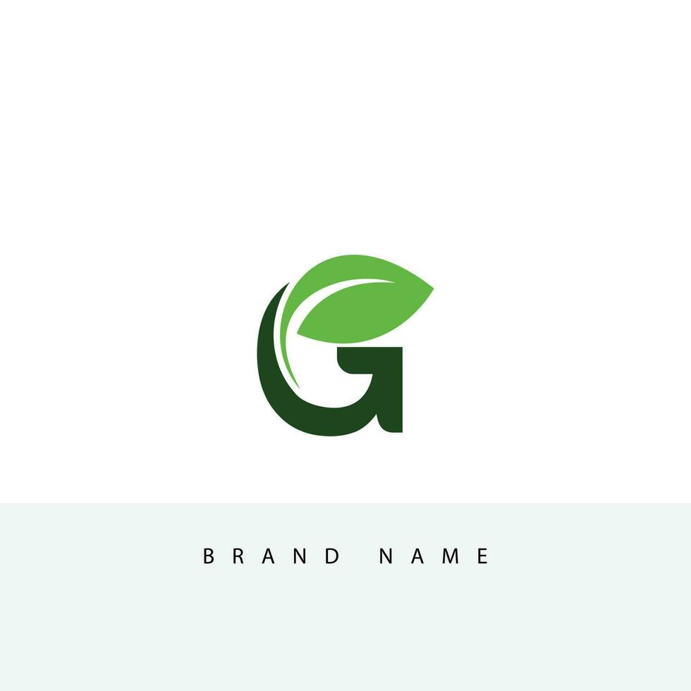 Abstract Initial Letter G and leaf Logo. green color isolated on White and green Background. Usable for Business and Branding Logos. Flat Vector Logo Design Template Element.