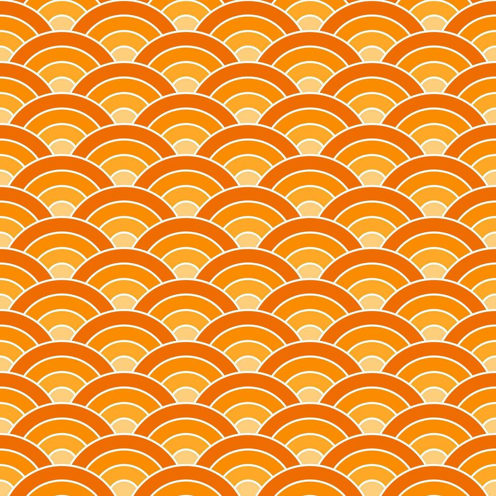 Orange shade Japanese wave pattern background. Japanese pattern vector. Waves background illustration. for clothing, wrapping paper, backdrop, background, gift card. vector