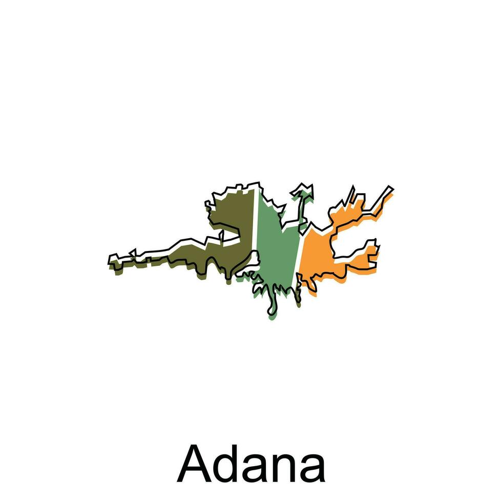 Map City of Adana design, vector template with outline graphic sketch style isolated on white background