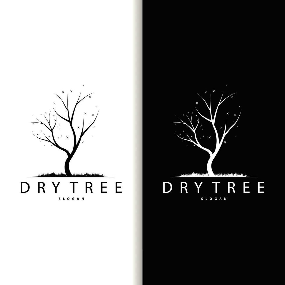 Dry Tree Logo, Dead Tree Plant Design Vector Silhouette Illustration Template