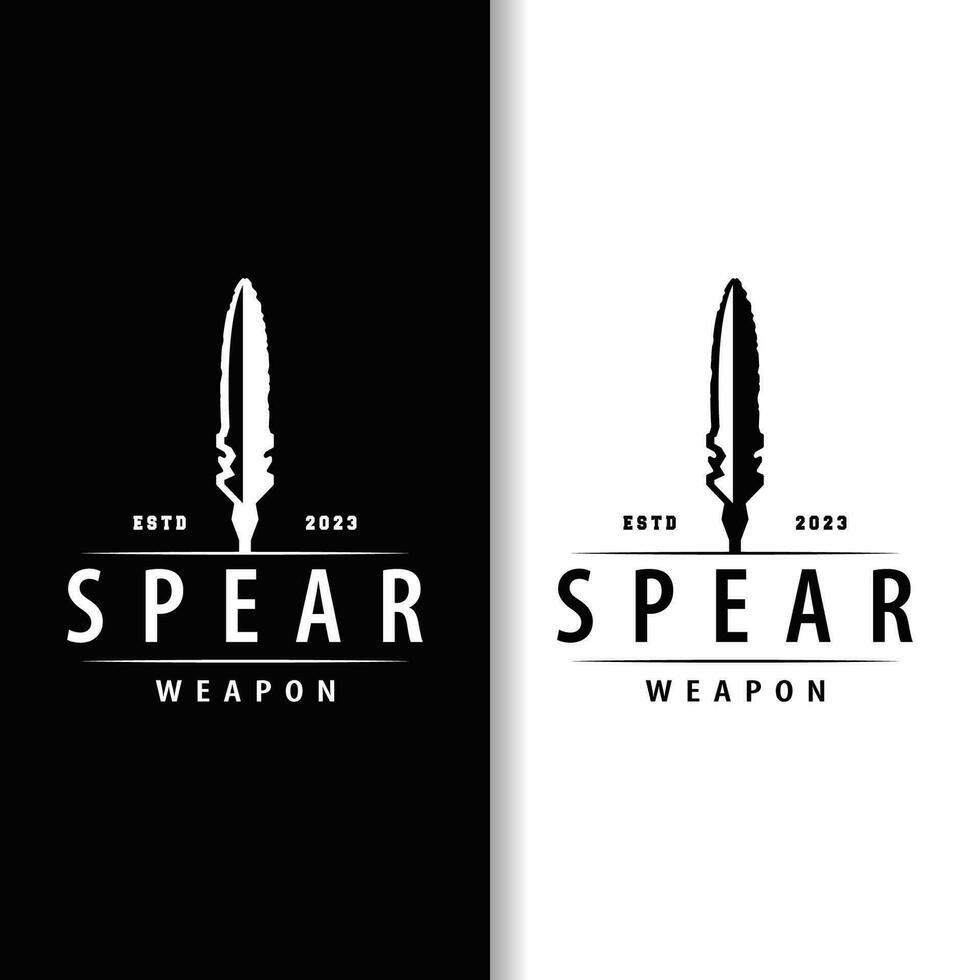 Spear Logo, Arrowhead Weapon Design Hunting Spear Simple Vintage Retro Rustic Minimalist Concept vector