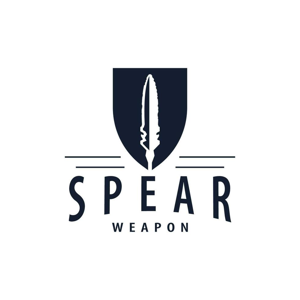 Spear Logo, Arrowhead Weapon Design Hunting Spear Simple Vintage Retro Rustic Minimalist Concept vector