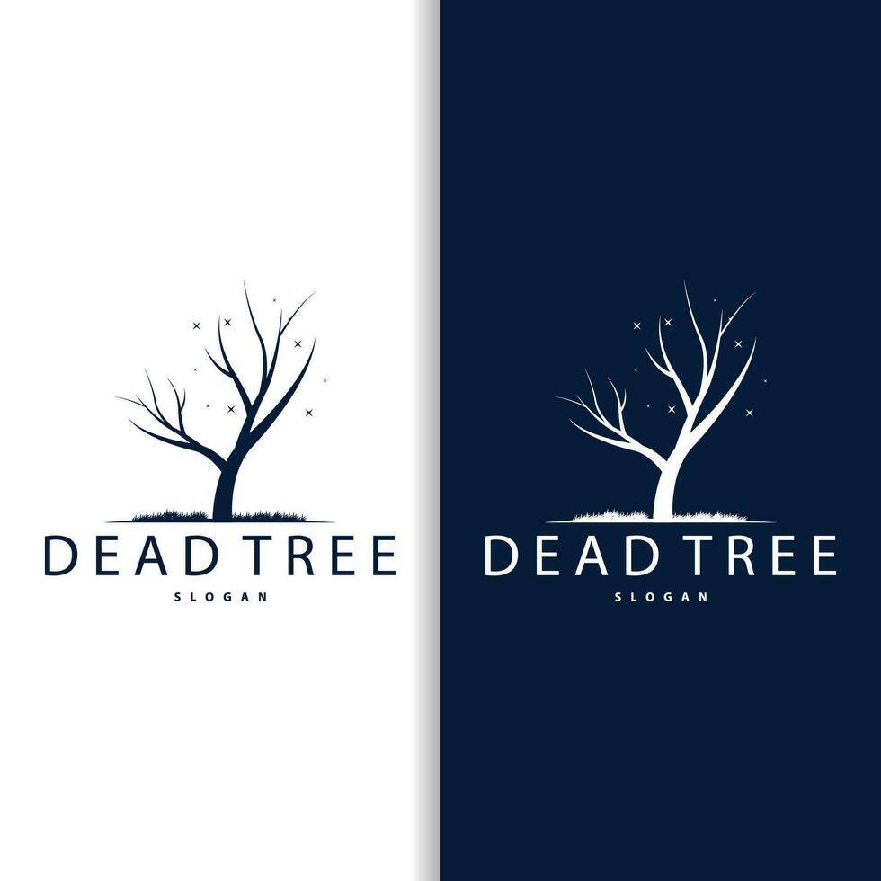 Dry Tree Logo, Dead Tree Plant Design Vector Silhouette Illustration Template