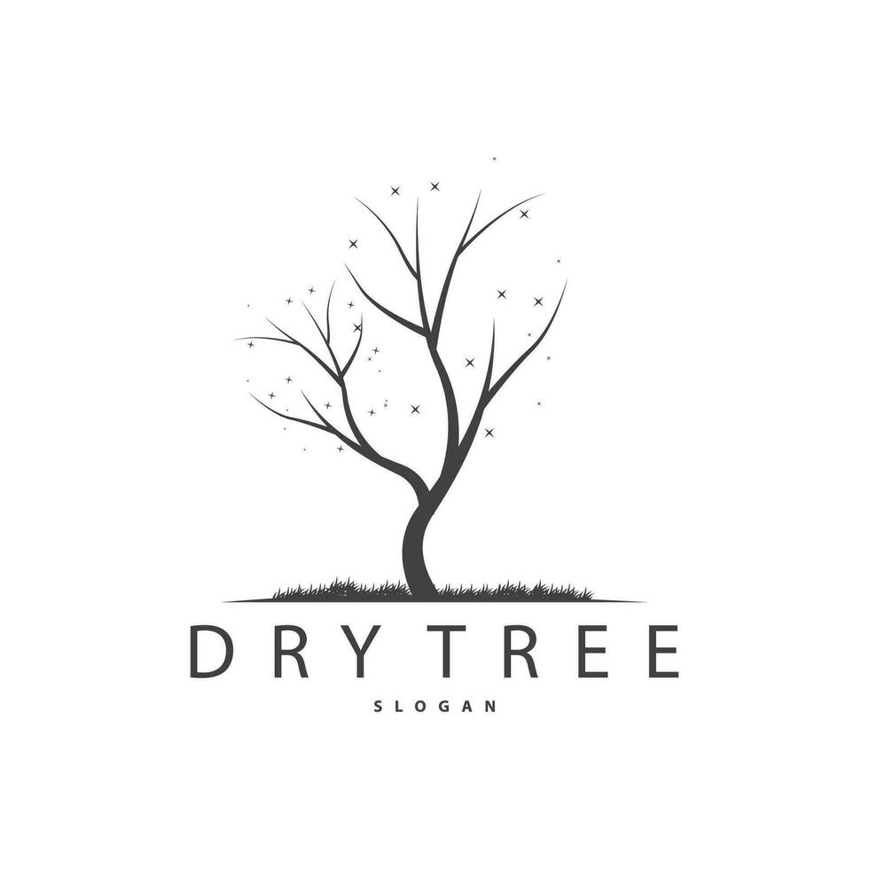 Dry Tree Logo, Dead Tree Plant Design Vector Silhouette Illustration Template