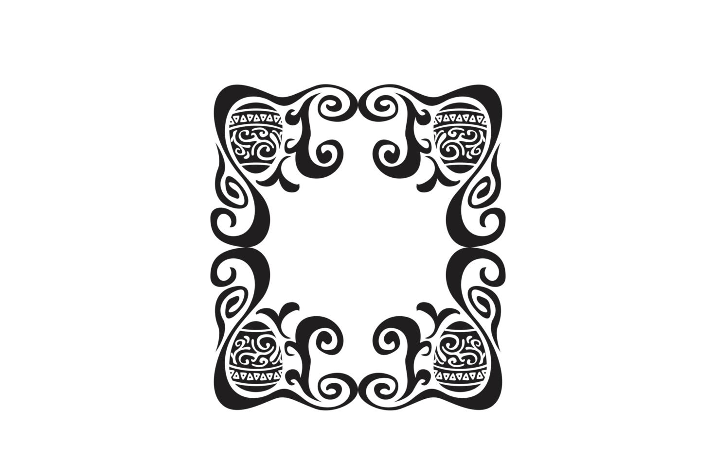 Black Easter Egg Ornament Border With Dot Pattern Design With Transparent Background png