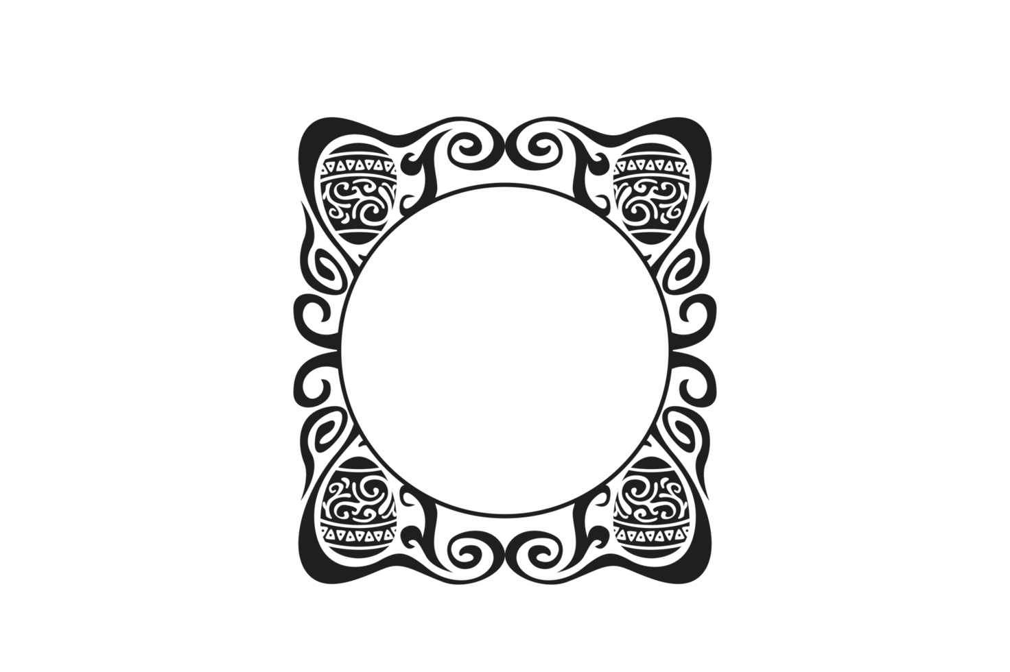 Black Easter Egg Ornament Border With Dot Pattern Design With Transparent Background png
