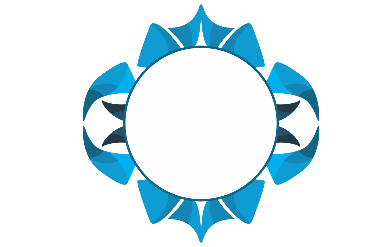 Blue Fangs Ornament Border With Dot Pattern Design With Transparent Background png