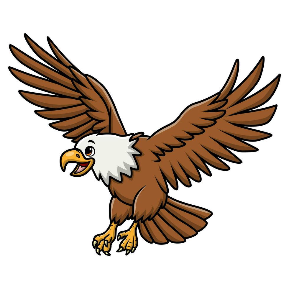 Cute eagle cartoon on white background vector