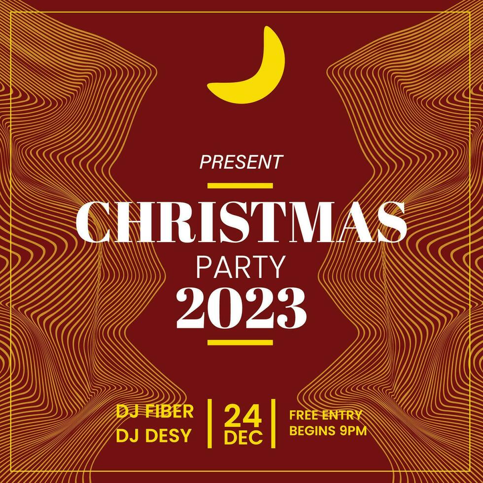 Realistic christmas party poster retro futuristic Template vector