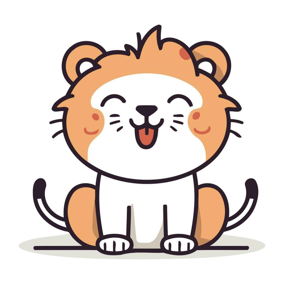 Cute lion cartoon character. Vector illustration in a flat style.