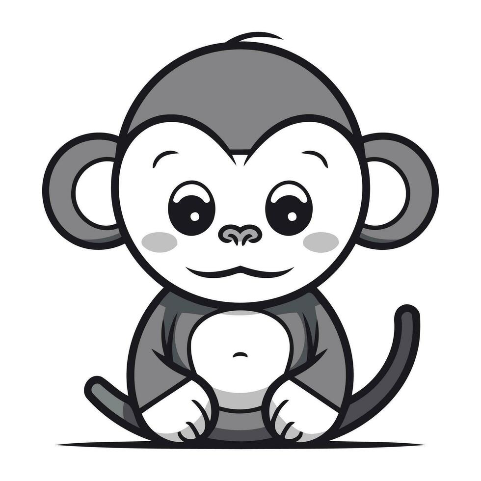 Cute Monkey Cartoon Mascot Character Vector Illustration. EPS10