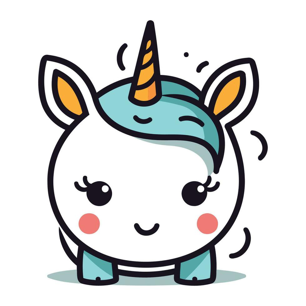 Cute unicorn cartoon character vector illustration. Cute unicorn doodle.