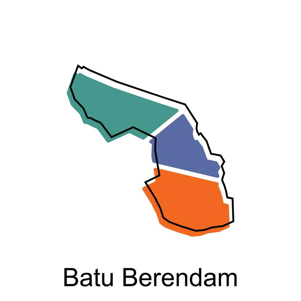 Map City of Batu Berendam vector design, Malaysia map with borders, cities. logotype element for template design