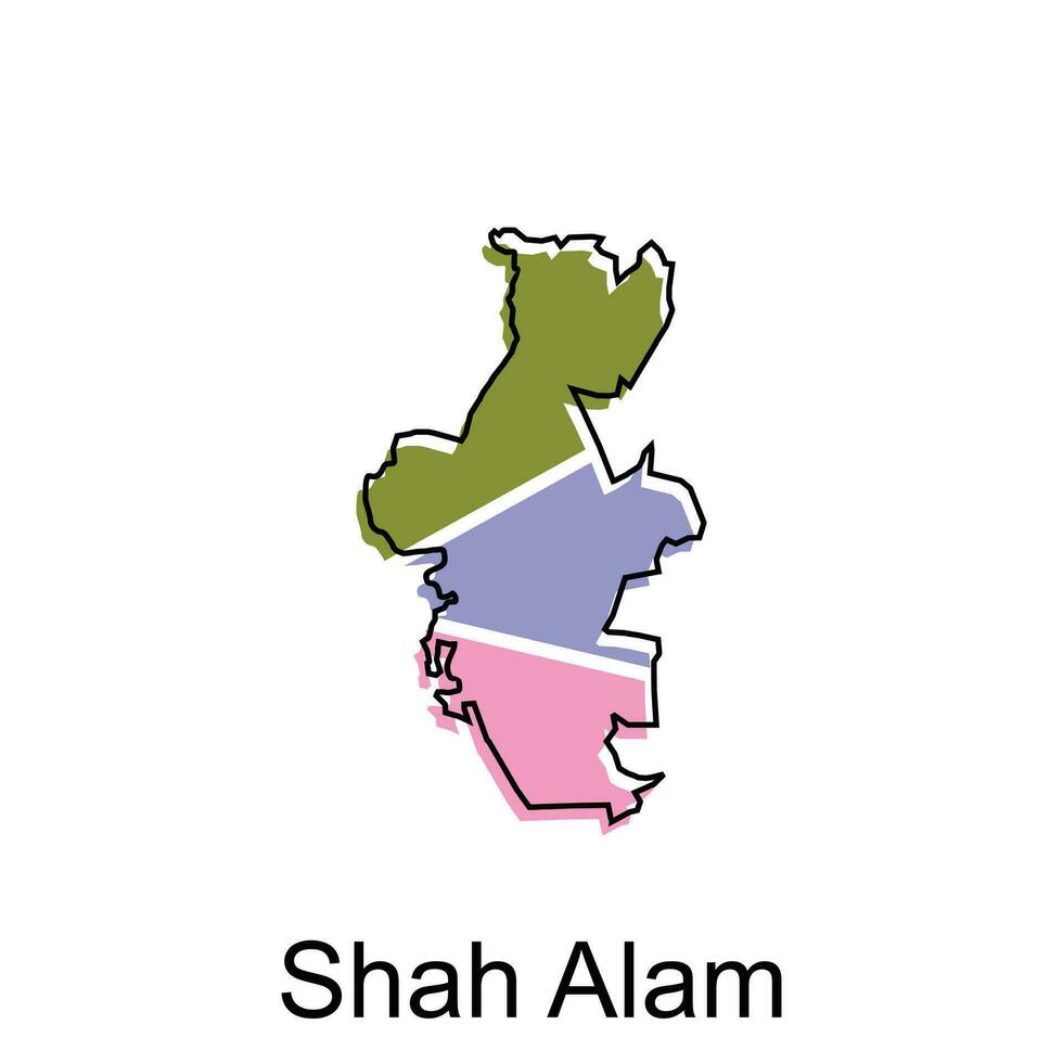 Vector Map City of Shah Alam design template, High detailed illustration Country in Asia