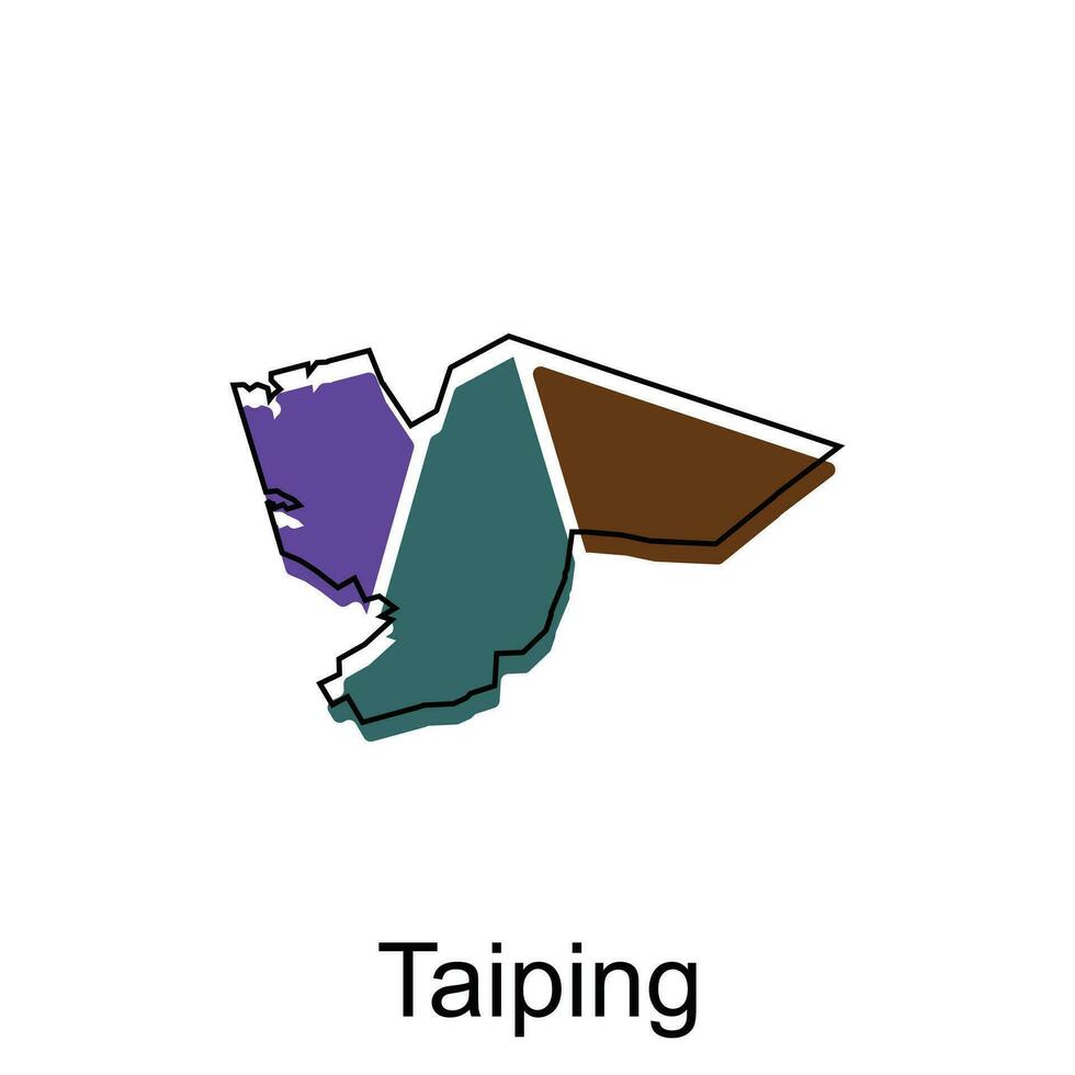 Map City of Taiping vector design, Malaysia map with borders, cities. logotype element for template design