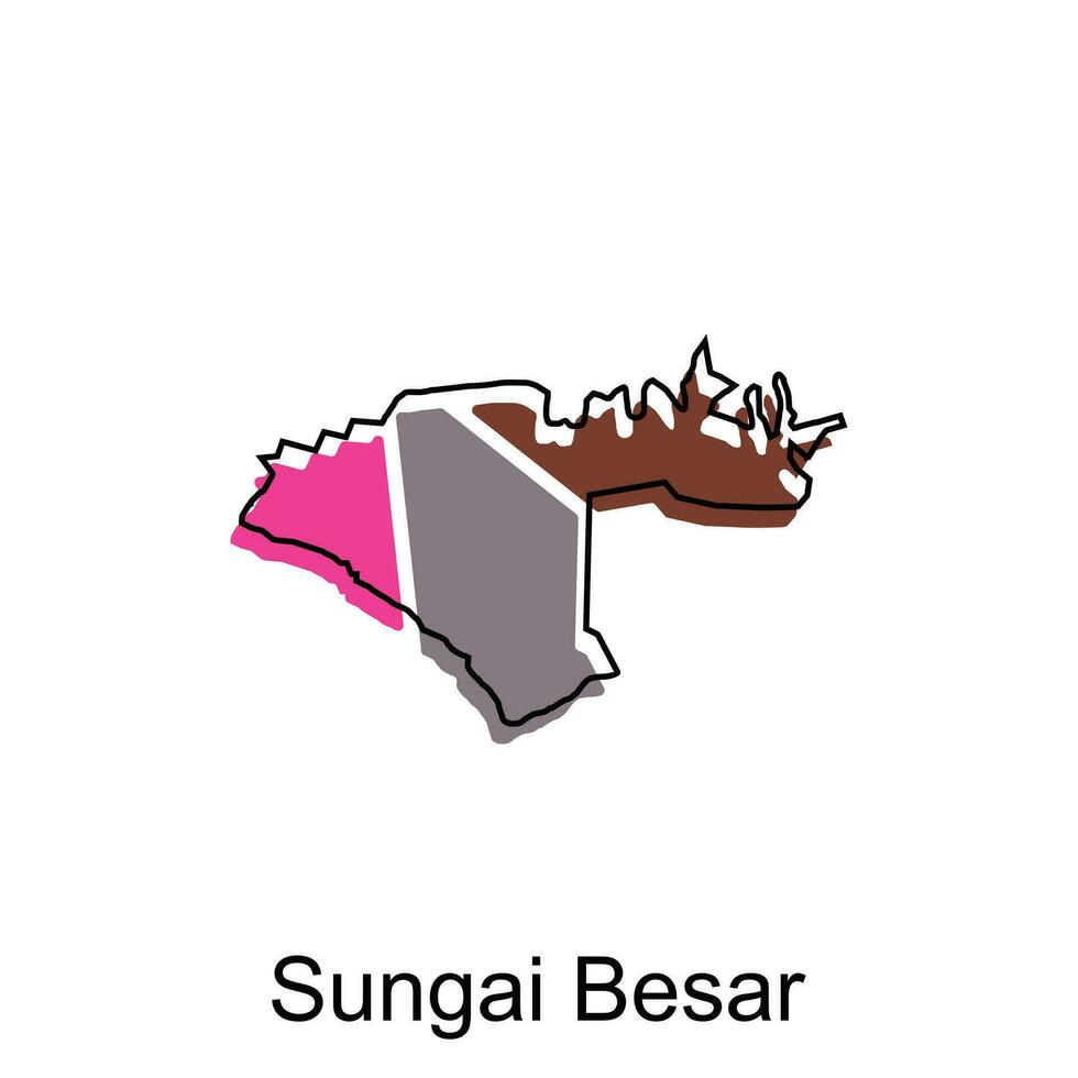 Map City of Sungai Besar vector design, Malaysia map with borders, cities. logotype element for template design